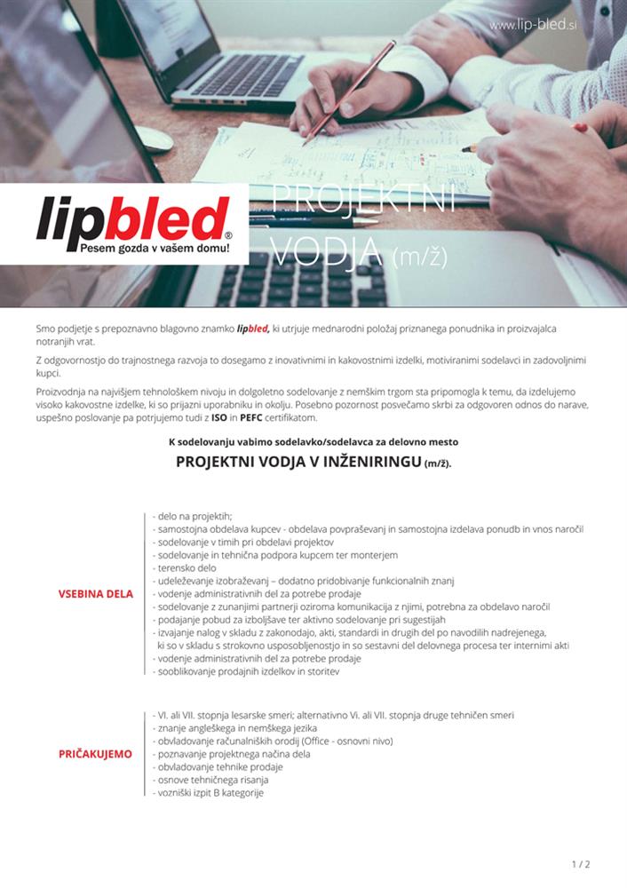 PROJEKTNI VODJA v Inženiringu